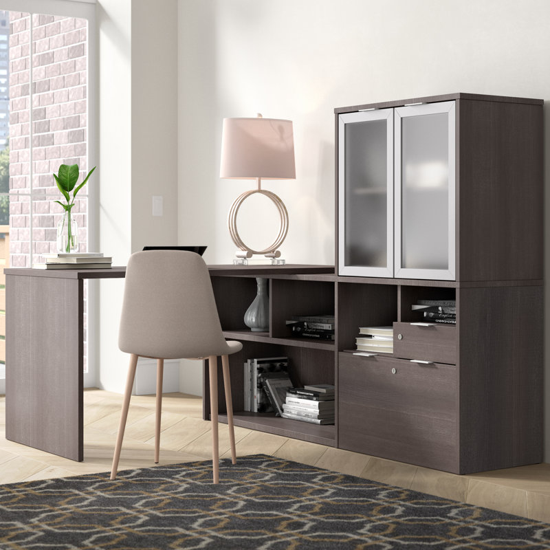 Brayden Studio® Prattsburgh Reversible LShape Writing Desk with Hutch